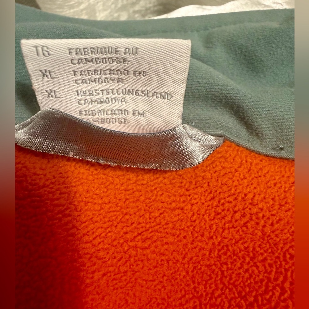 Columbia Men’s Full Zip Fleece Jacket XL Orange & Green Outdoor Hiking - Picture 6 of 14